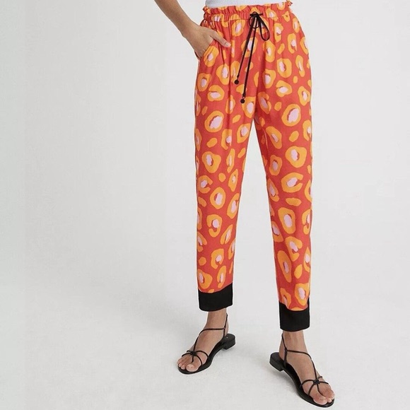 Farm Rio Orange And Pink Patterned Track Pants